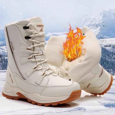 Женские зимние утолщенные утепленные водонепроницаемые удобные теплые непродуваемые легкие водонепроницаемые нескользящие ботинки на толстой подошве для походов и снега
