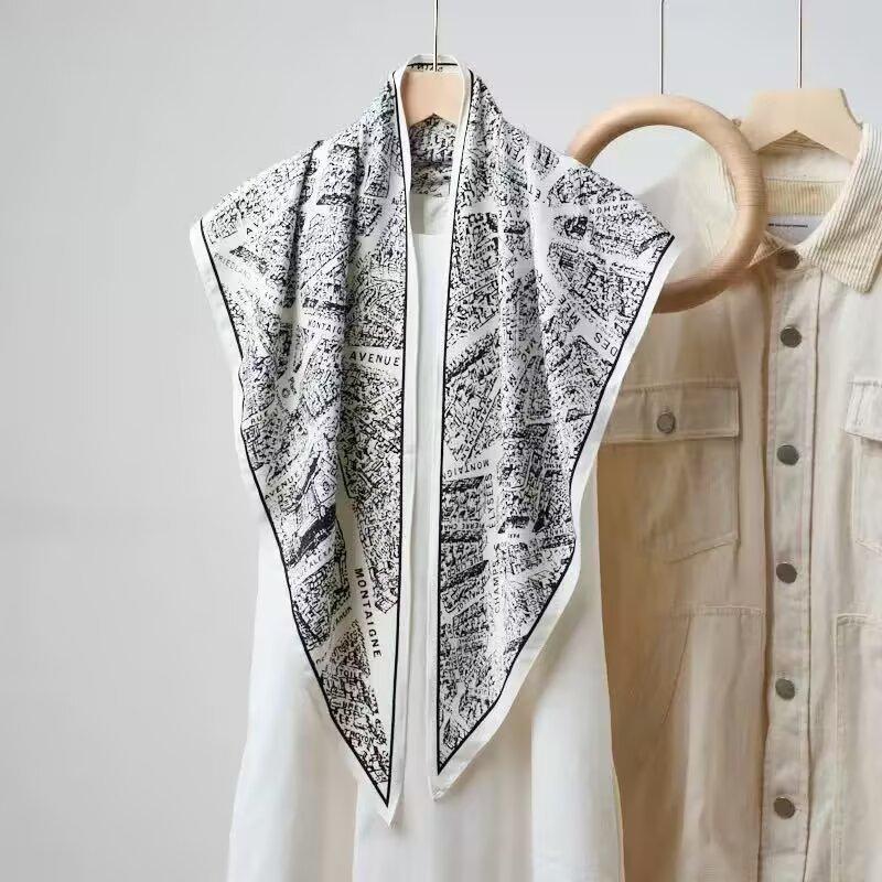 Star silk scarf women's versatile travel accessories with jeans, fart curtain waist scarf, triangular scarf, scarf with headscarf
