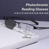High Definition Multifocal Reading Glasses Men Half Frame Business Photochromic Presbyopia Glasses Anti-blue Light Glasses