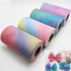 Rainbow Wide Gauze Tulle Roll Ribbon 6 Cm*25 Yards For Crafts Baby Girl Hair Bow Flower Accessories Gradient Color Tutu Material