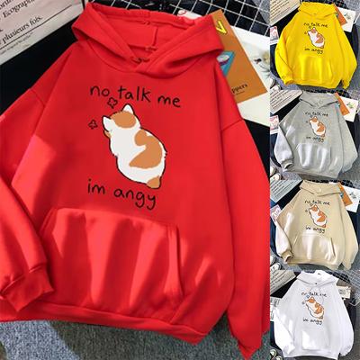 Женская толстовка No Talk Me Cute Angry Cat с принтом в стиле хип-хоп, повседневная флисовая толстовка большого размера, женская уличная одежда