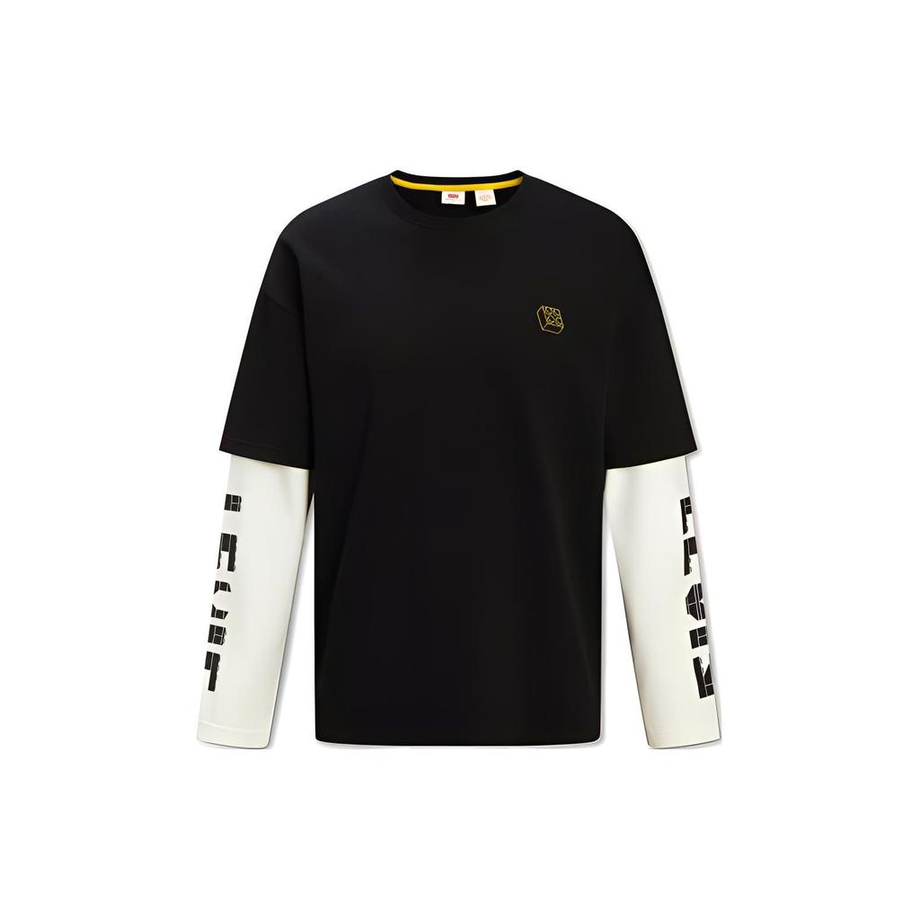 Футболка Levis Lego Collaboration Series из двух частей с принтом букв, унисекс, с длинным рукавом, черная A5439-0001