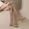 Обувь для женщин 2024 года, женские сапоги выше колена из искусственной замши, модные высокие сапоги с квадратным носком, стройнящие, Bota Camurca Cano Longo