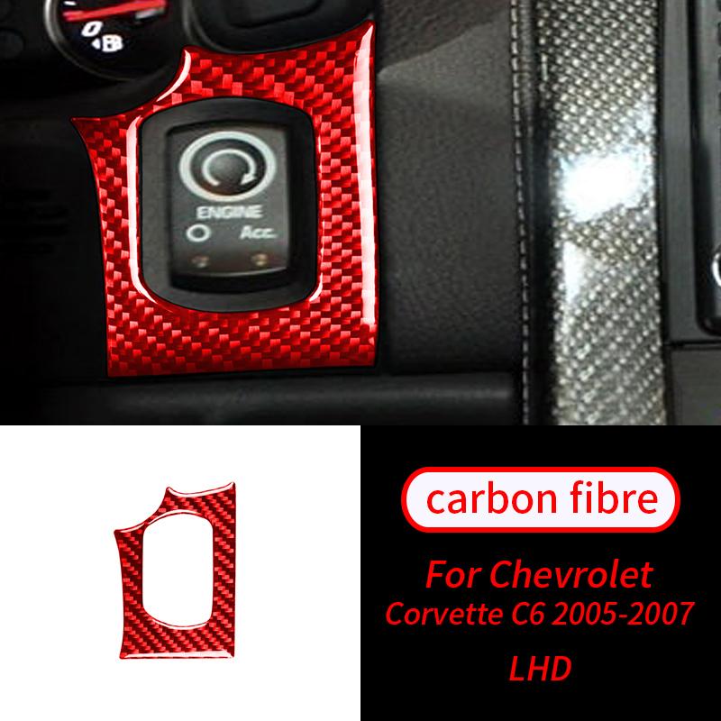 Кнопка запуска двигателя из настоящего углеродного волокна, наклейка на внутреннюю отделку автомобиля, аксессуары для салона автомобиля для Chevrolet Corvette C6 2005-2007