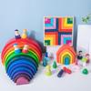 Rainbow Square Arch Building Block Villain Wooden Children's Puzzle Colorful Semicircle Building Block Stacked Music Toy Combination