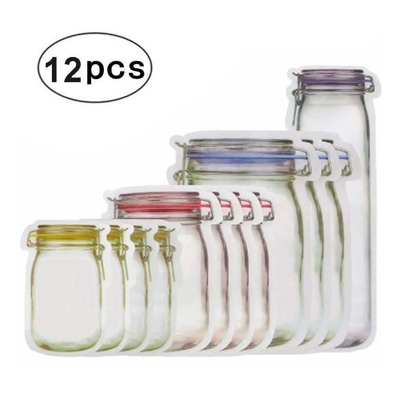 Бутылки Mason Jar, сумки на молнии, без BPA, бутылки Mason, сумка для закусок, уплотнение, свежие герметичные пакеты, герметичный домашний органайзер