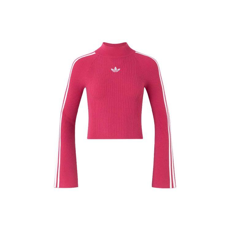 Adidas Вязаный свитер премиум-класса Originals с воротником в три полоски, женские топы пурпурного цвета JI7060