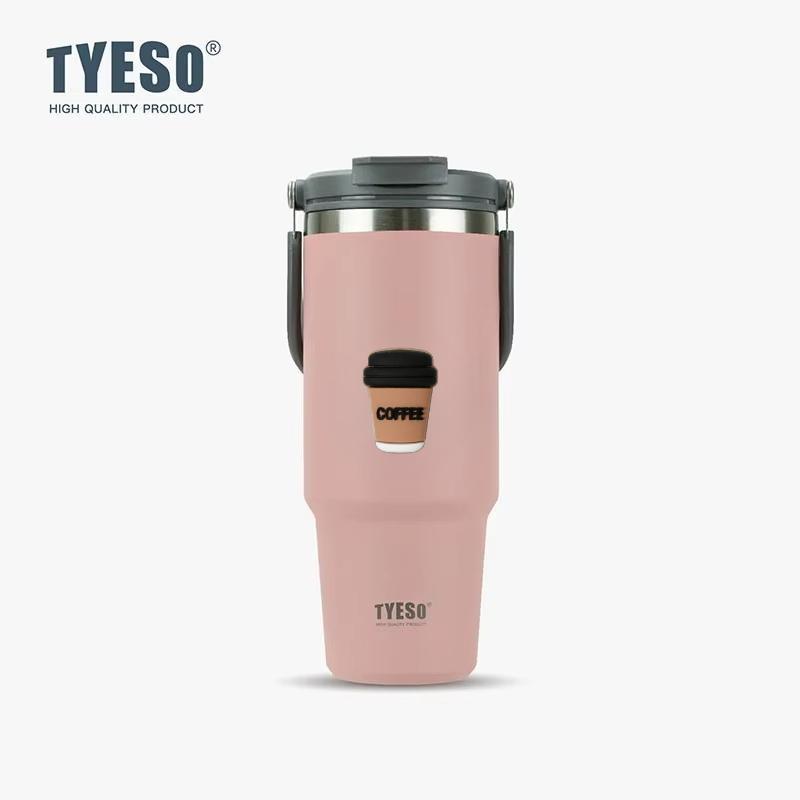 Tyeso 1200ML Vacuum Flasks Stainless Steel Coffee Cup Cold Hot Double-layer Insulated Big Capacity Cold Water Cup with Coffee Sticker