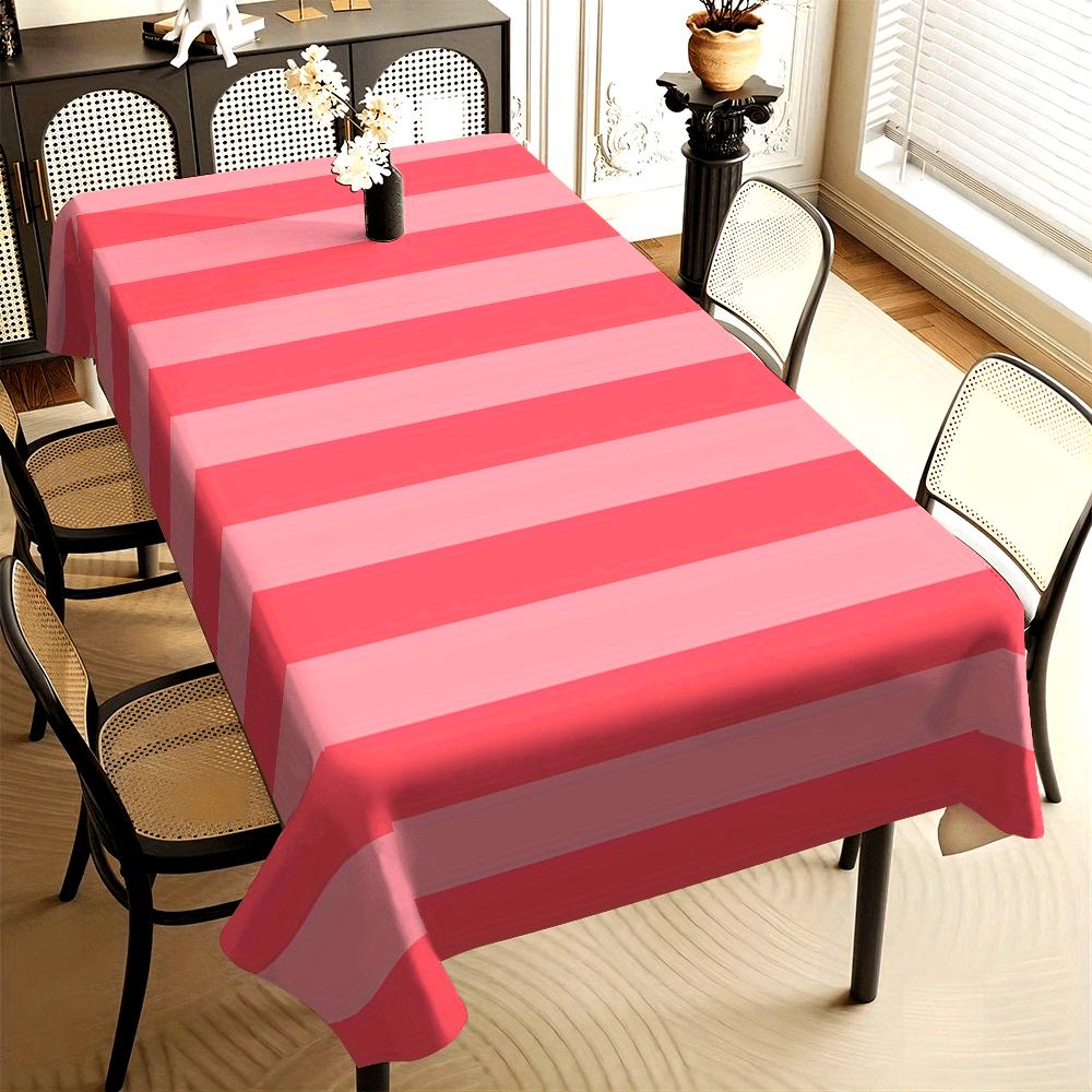 1pc Vertical Striped Square Tablecloth Suitable for Weddings, Parties, Birthdays - Elegant Rose Red & Pink Table, Fabric for Indoor/Outdoor Dining, Re