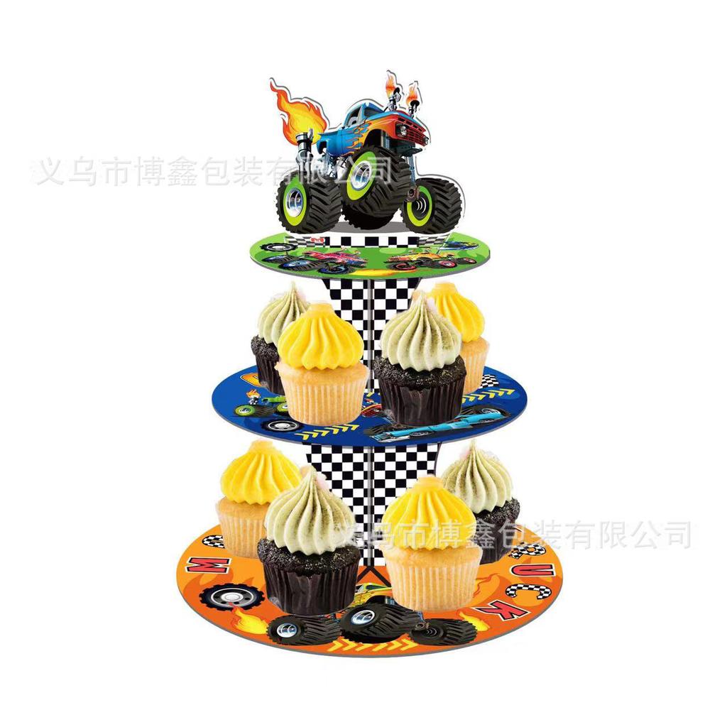 Monster Truck Party Decoration Disposable Tableware Plate Cup Napkins Truck Off road Vehicle Balloon Boy Birthday Party Supplies