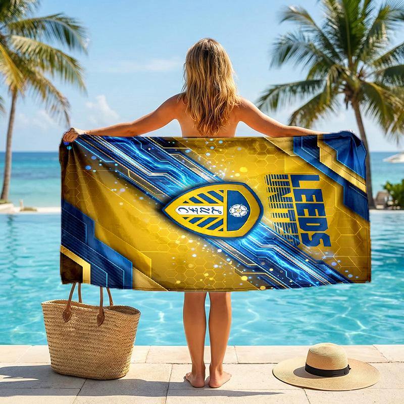 Пляжное полотенце Leeds United Football Мягкое из микрофибры Летнее полотенце Быстросохнущее Впитывающее полотенце для пляжа Бассейна Путешествий