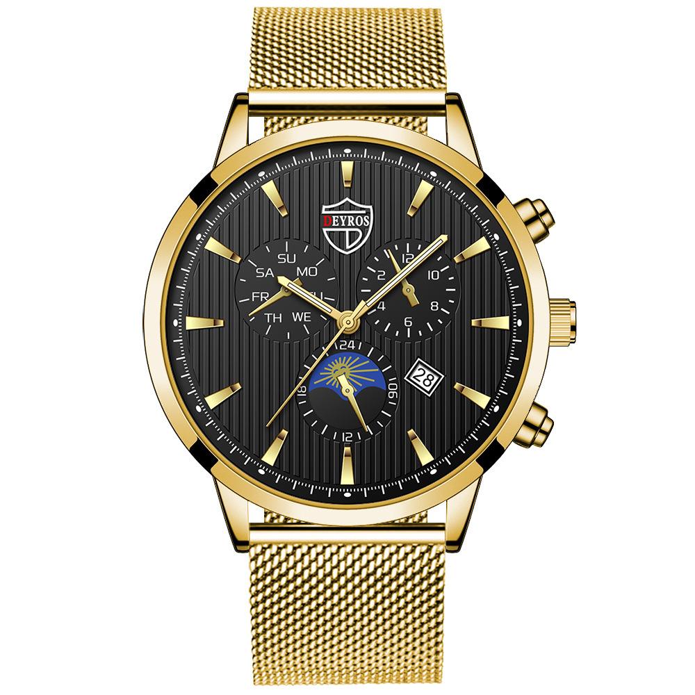 Men'S Stainless Steel Fashion Luminous Calendar Watch Quartz Watch