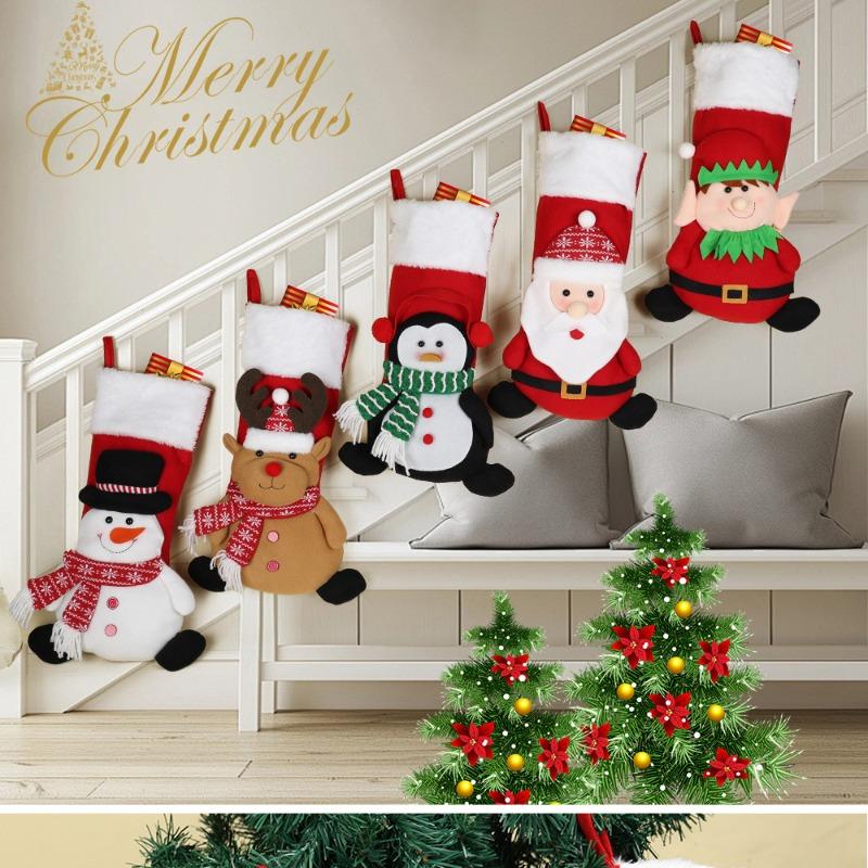 New Christmas stockings, cartoon old man snowman elk Christmas decorations, Christmas pendant gift bags