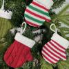 Christmas Tree Hanger Mini Knitted Mitten Ornaments, Xmas Glove Hanging Decor, Festive Tableware Flatware Ornament Holders, Knit Pendants for