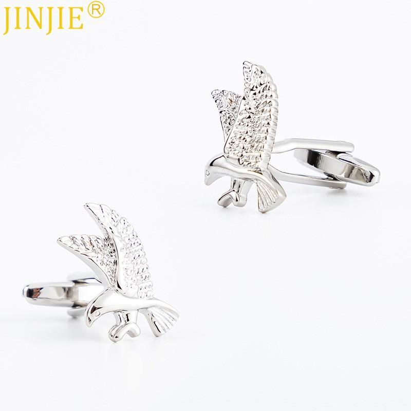 Exquisite Electroplated Silver Eagle Shaped Copper Metal Cufflinks French Shirt
