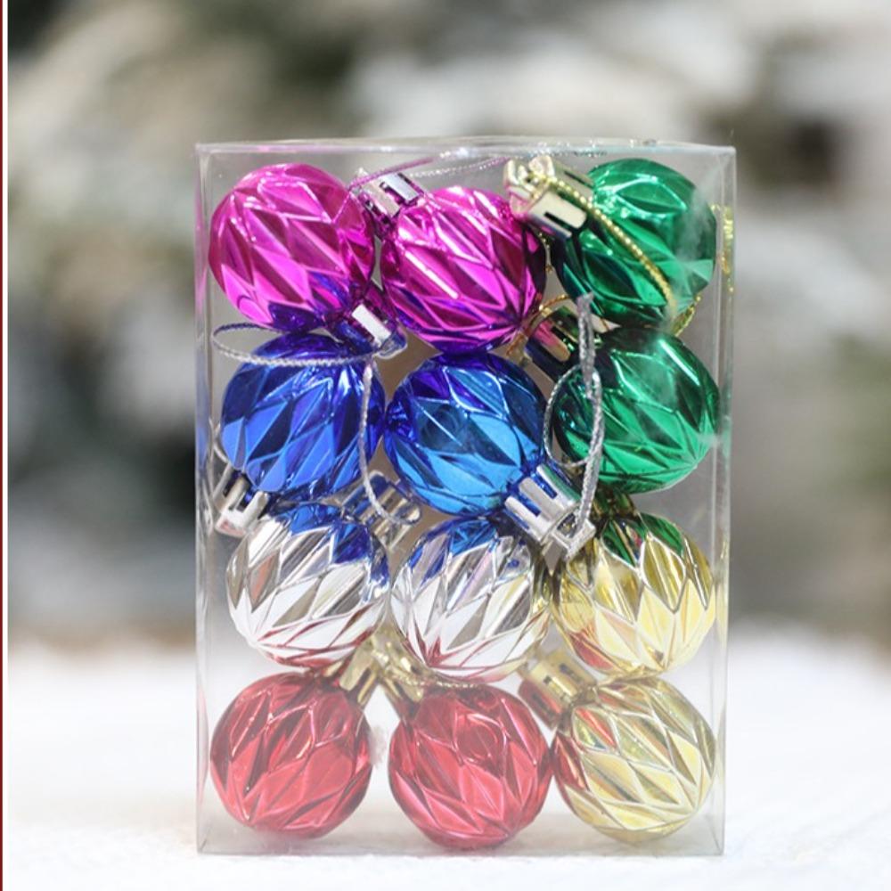 12pcs/Box Color Electroplated Ball Christmas Tree Ornament Plastic Christmas Decorations
