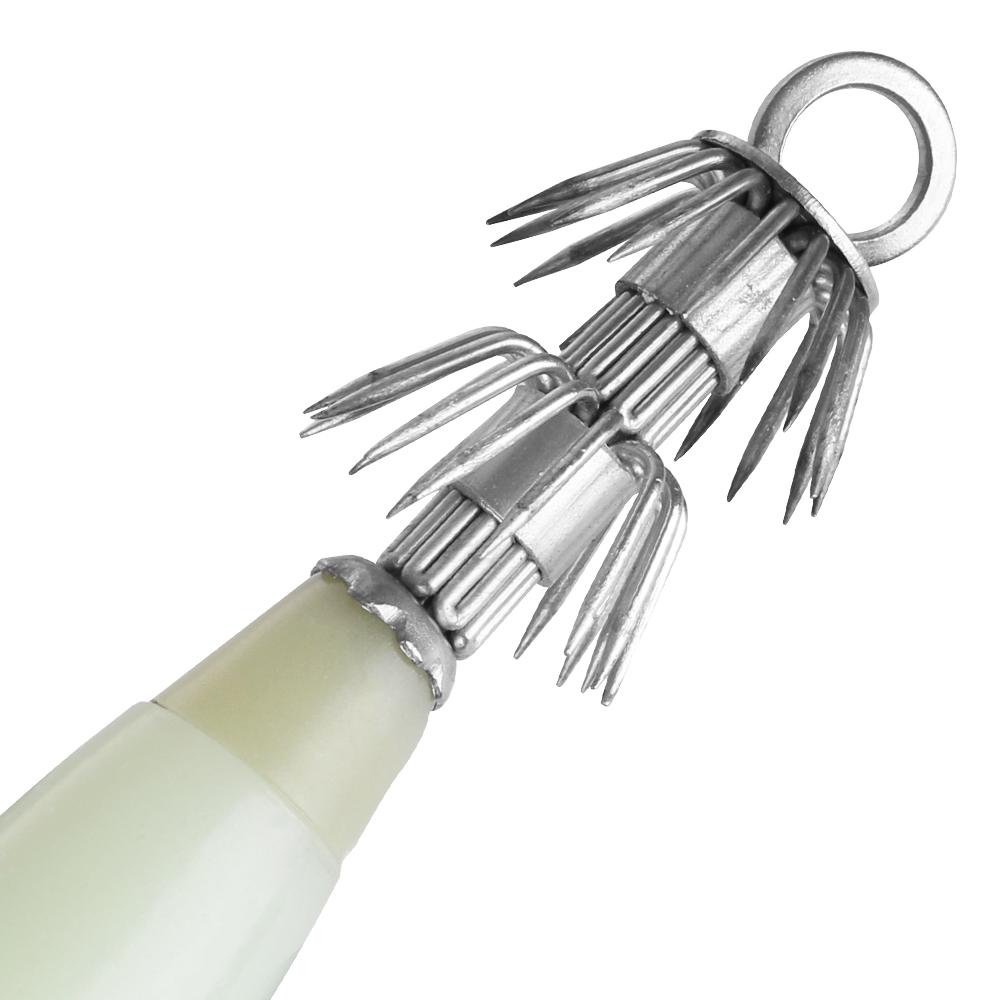1/5PCS Noctilucent Jigs Luminous Squid Hook Wood Shrimp Lures Fishing Tackle Octopus Bait