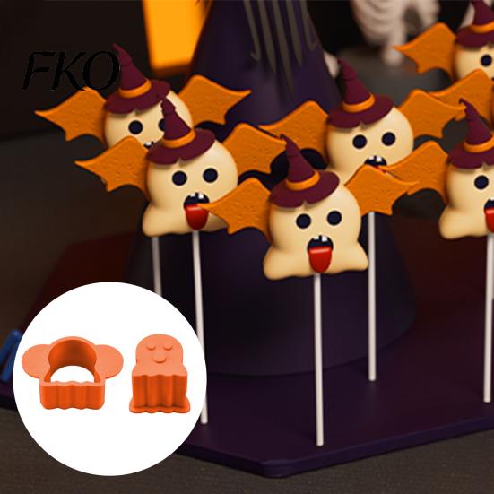 Sturdy Cake Pop Molds Halloween Mold Set Pumpkin & Ghost Shape Press for Baking Cookies Candy Food-Grade Kit Creative Projects Supplies