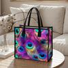 Stylish Peacock Feather Print Daily Tote Bag Ladies Casual Large Capacity Fashion Handbag For Outdoor Shopping Travel Commute