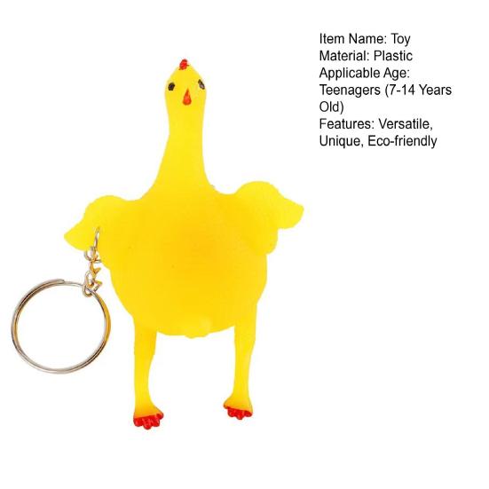 Funny Mini Chicken Keychain Soft Squeezable Toy Plastic Hen And Egg Stress Relief Toy Novelty Gag Gift for Kids And Adults