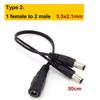 13 types 12v DC Male female Power supply Splitter Adapter to 2 way dual male Female Cable Plug 5.5*2.1mm 2.5mm 22awg 18awg wire