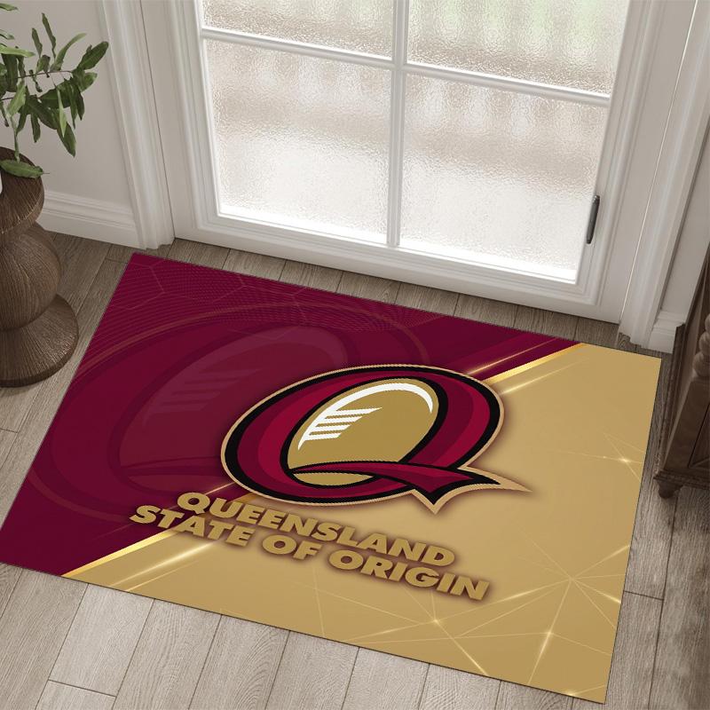 Queensland Maroons Design Crystal Velvet Carpet Cozy Non?Slip Printed Rug For Bedroom Living Room Entrance