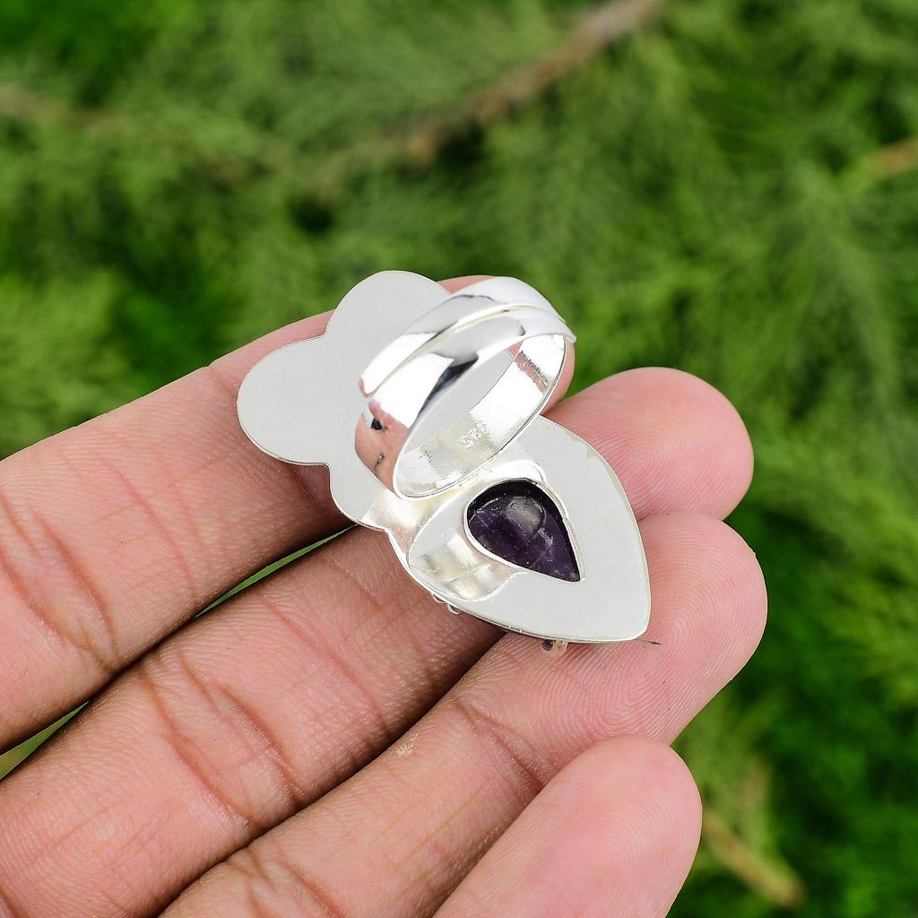 Сделка на День Благодарения Ювелирное украшение Кольцо-цветок из африканского аметиста и серебра 925 пробы