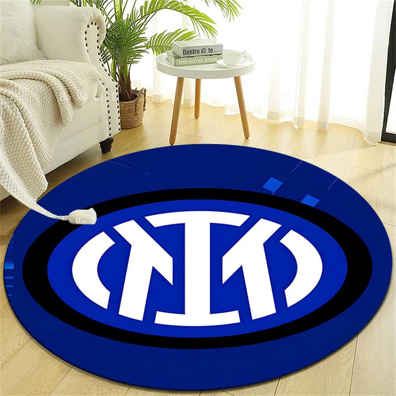 1pc I-Internazionale Milano Print Round Carpet Chair Round Carpet Suitable for Bedroom Living Room Home Decorative Carpet