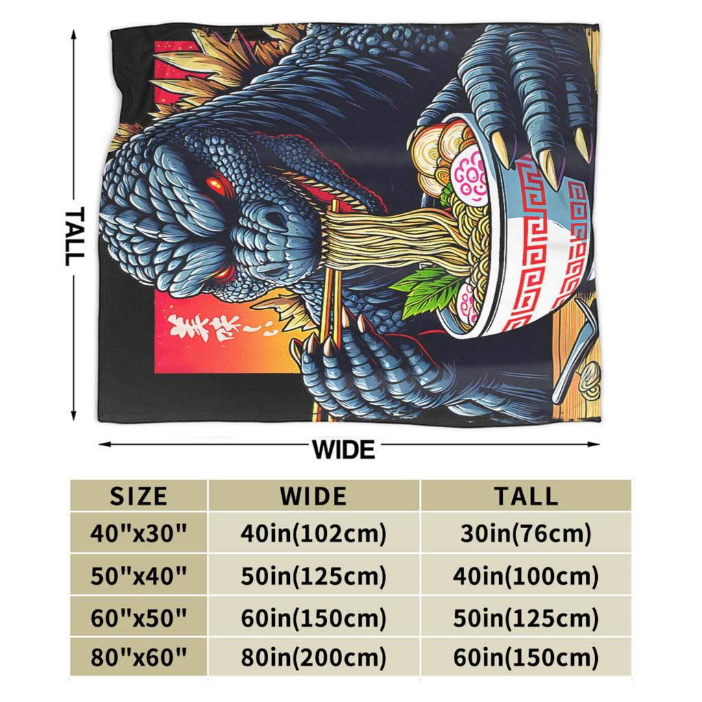 Warm Blanket Decorative Funny Godzilla Throw Blanket Flannel Bedspread For Couch Chair Sofa Bed Novelty Sofa Bed Cover