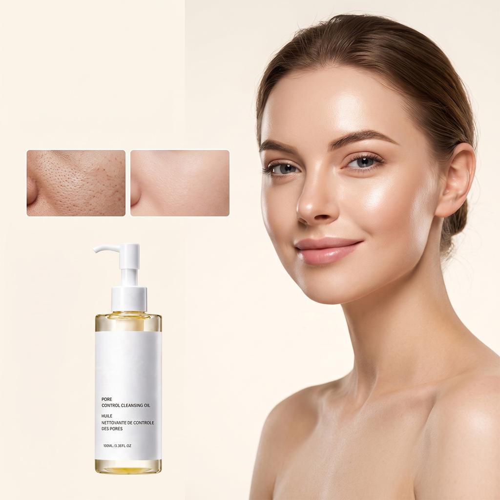 Pore Refining Cleansing Oil, Facial Makeup Remover, Oil-based Skin Cleanser and Care, Gentle Makeup Removal Without Tightening