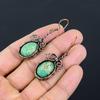 Green Sea Sediment Gemstone Pure Copper Wire Wrapped Handmade Earrings Jewelry