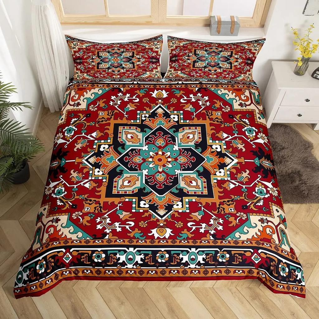 Племенной Цветочный Комплект Пододеяльника Богемный Геометрический Цветочный Комплект Постельного Белья Таинственная Индийская Абстрактная Сетка Пододеяльник Размер Twin King
