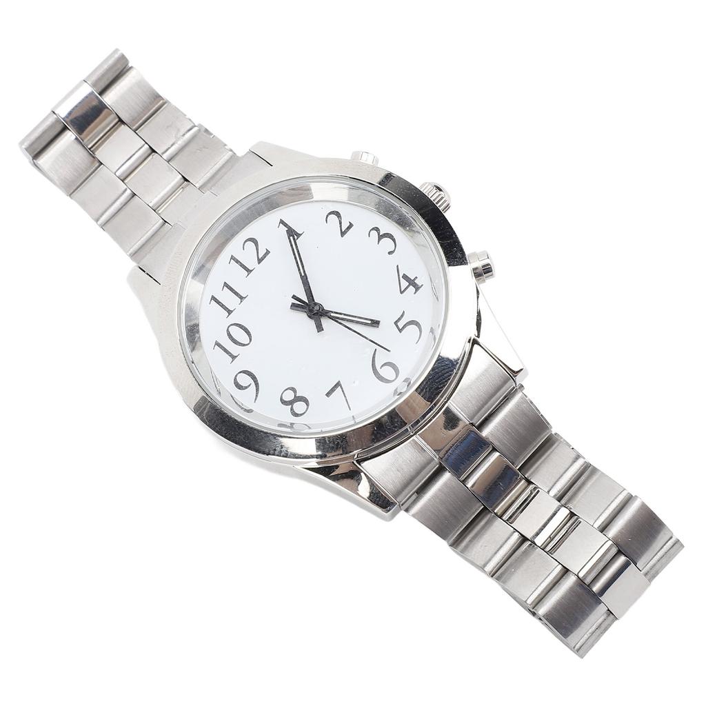 Говорящие часы с будильником, эластичный ремешок из нержавеющей стали, большие часы с четким голосом для слепых людей