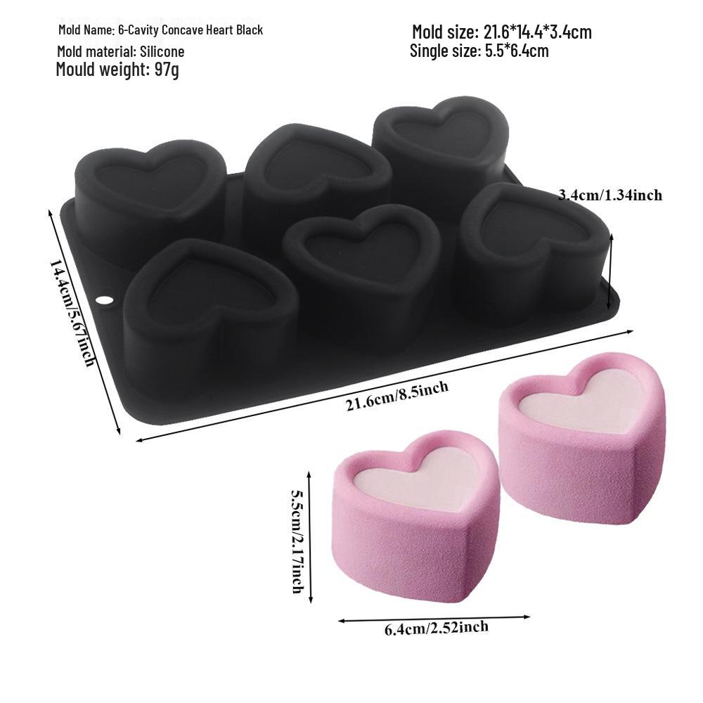 6-Cavity Flower & Heart Silicone Mousse Mold for Chocolate and Cakes