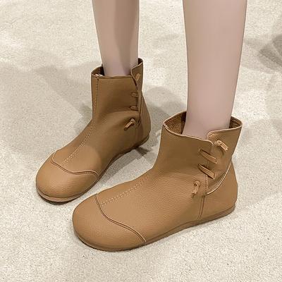 Модные женские ботинки с плоским дном, короткие ботинки 2024 года, осень, новые, мягкая подошва, ретро, индивидуальность, простой, комфорт, нескользящие, трендовые модные ботинки