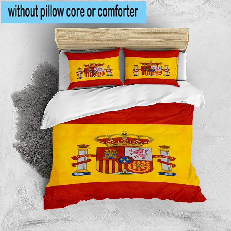 3pcs Spanish National Emblem Printed Bedding Set Duvet Cover Closure Includes 1 Duvet Cover & 2 Pillowcases Bedding Sets Home Decor Gifts