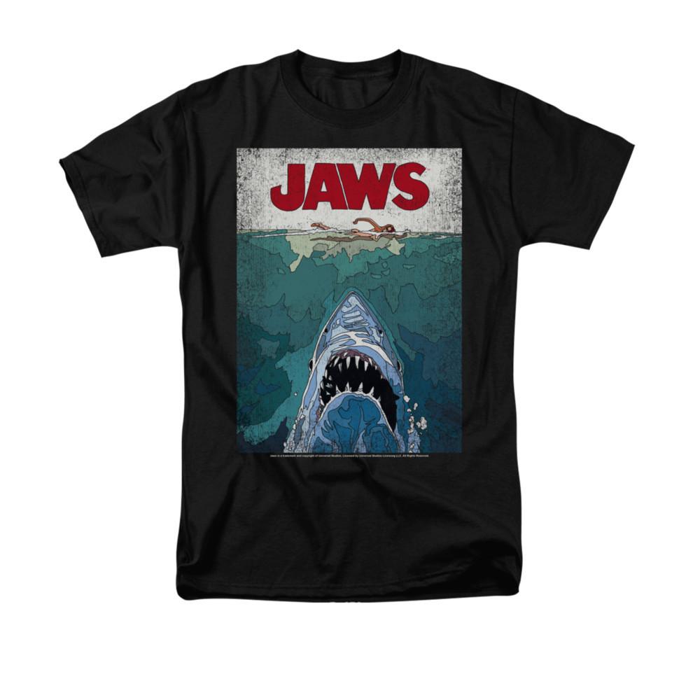 JAWS LINED POSTER Licensed Adult Men039;s Graphic Tee Shirt SM-6XL Unisex T-Shirt