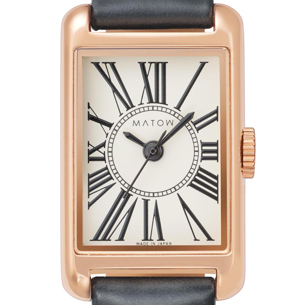 Authorized Distributor [MATOW] Matou Watch Women's Mw004010 [Tsuki Oborozuki - Oborozuki -] Rectan Rose Gold Black Leather Circle Roman