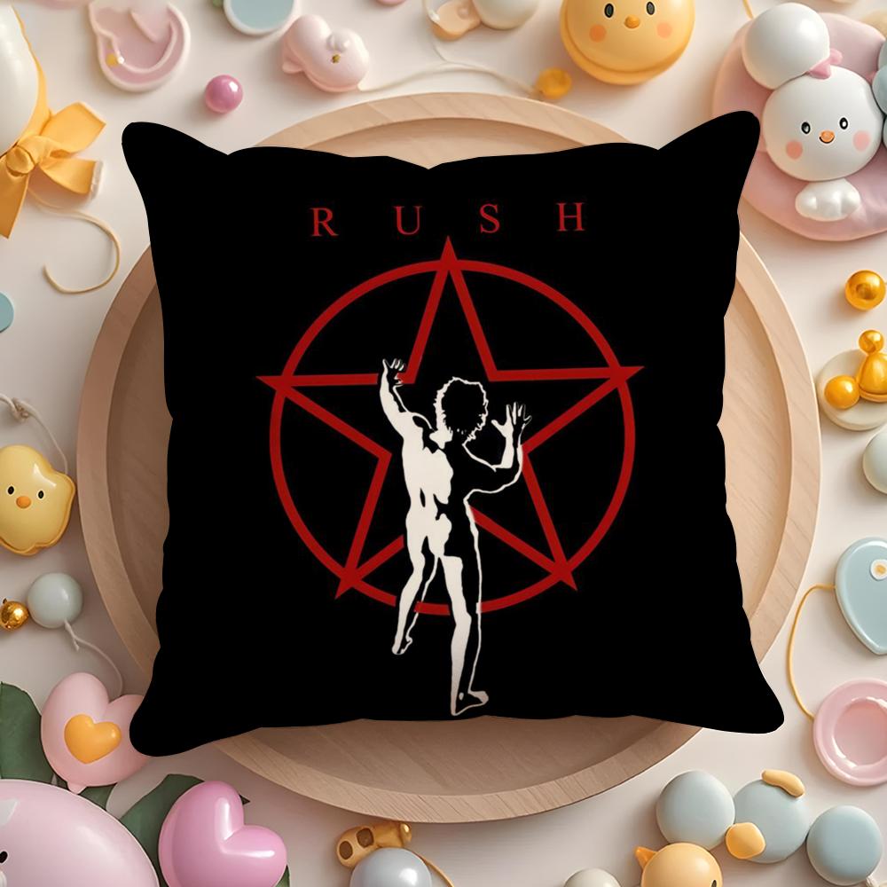 ROCK BAND R-RUSH Pillow Case Plush Fabric Soft Double-Sided Printed Sofa Home Decor Fine Winter Gift Cushion Cover