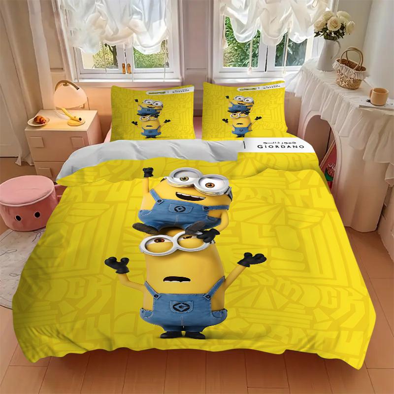 3Pcs Minions Teamwork Adventure Bedding Sets For All Sizes New 3D Printed Bed Cover Comforter Duvet Cover Pillowcase Bedroom Decoration