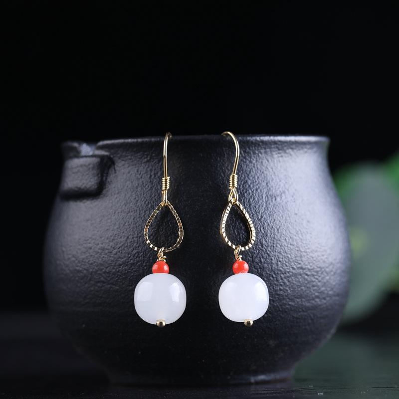 Танциз стерлингового серебра 925 пробы нефритовый циркон серьги серьги-капли для женщин подарки на свадьбу