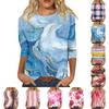 Women's Fashion Casual Round Neck Three-quarter Sleeve Gradient Print T-shirt Top