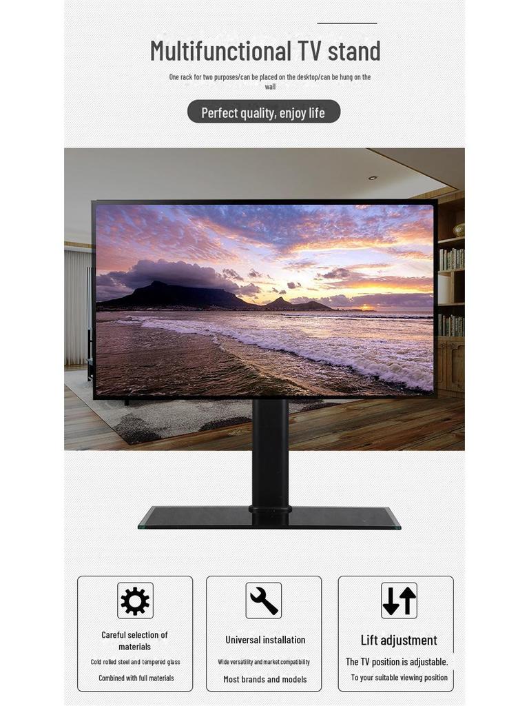 Универсальная подставка для телевизора с кронштейном-основанием, подходит для экранов 32–55 дюймов, конструкция штатива без отверстий