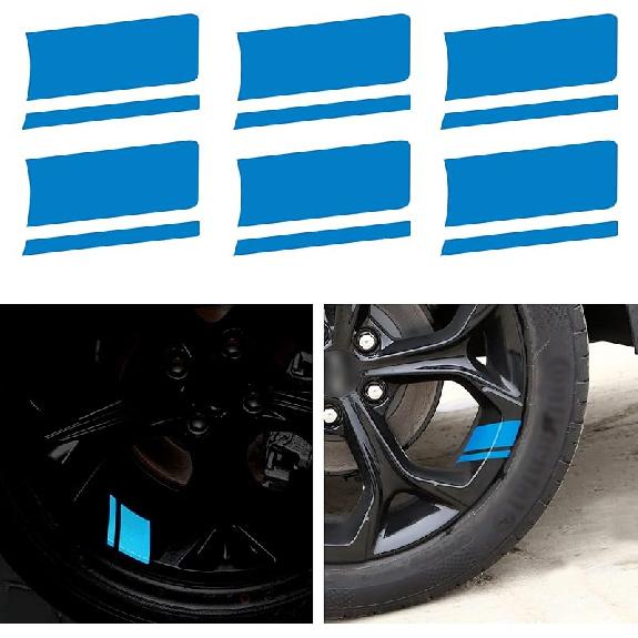 TOMALL 6pcs Wheel Rim Stripe Reflective Stickers for Car Vinyl Reflective Safety Decoration Stripe Universal Rim Decals for Bumper Fender Accessories
