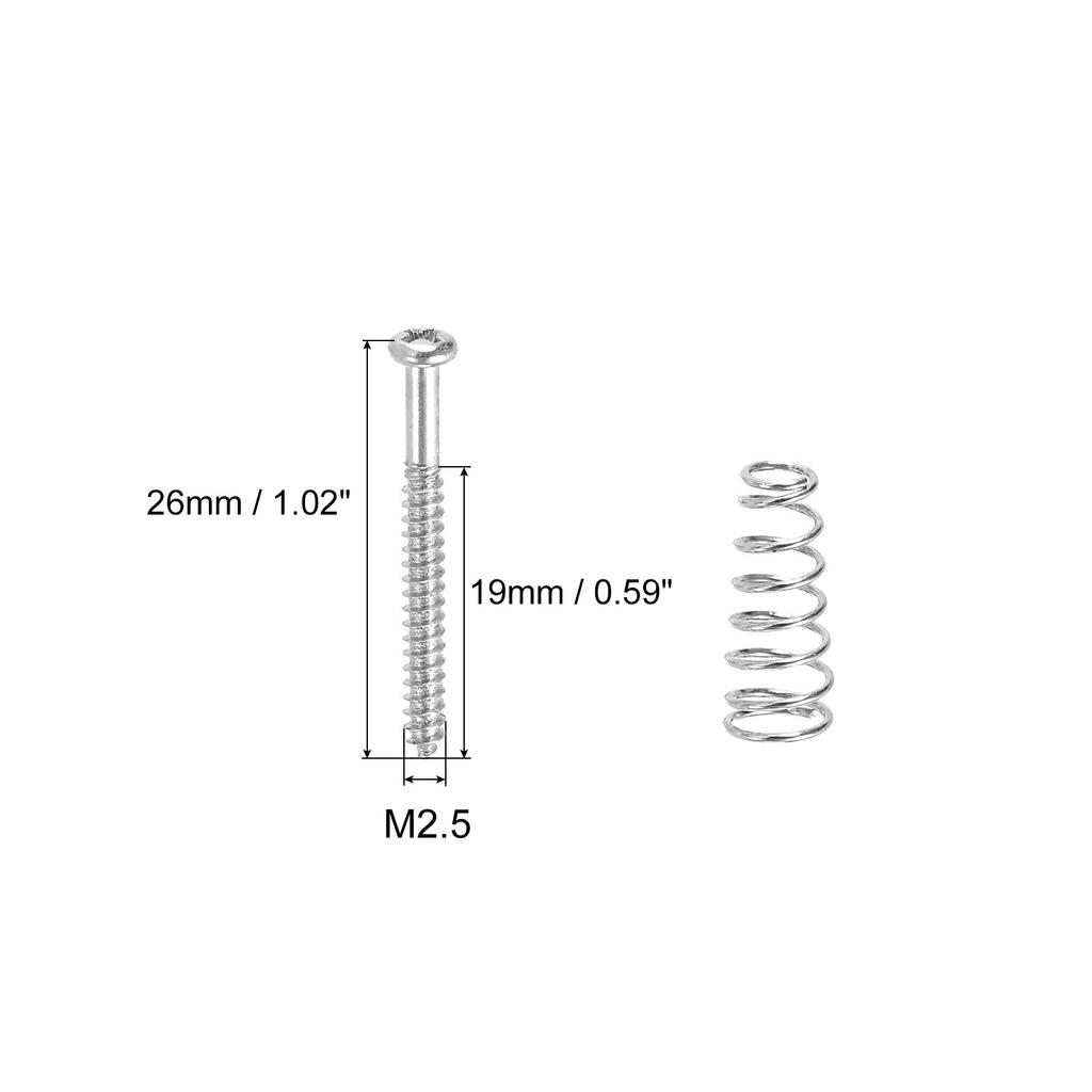 PATIKIL Bass Guitar Pickguard Mounting Screws with Spring Bass Pickup Ring Mounting Screws for Bass and Guitar Silver 4 Pieces M2.5x26mm