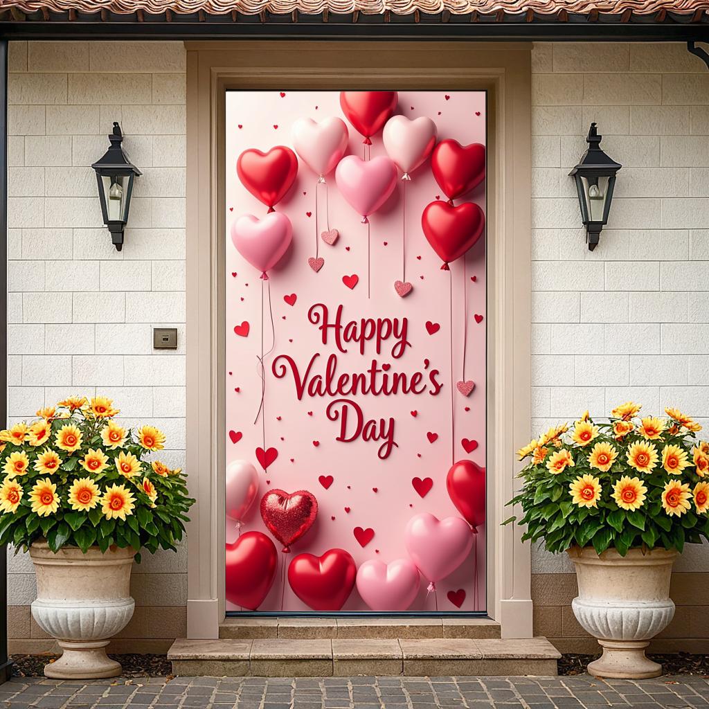 Valentine's Day Banner Backdrop Romantic Decorations Heart Background Red Love Celebration Photography Prop Party Supplies