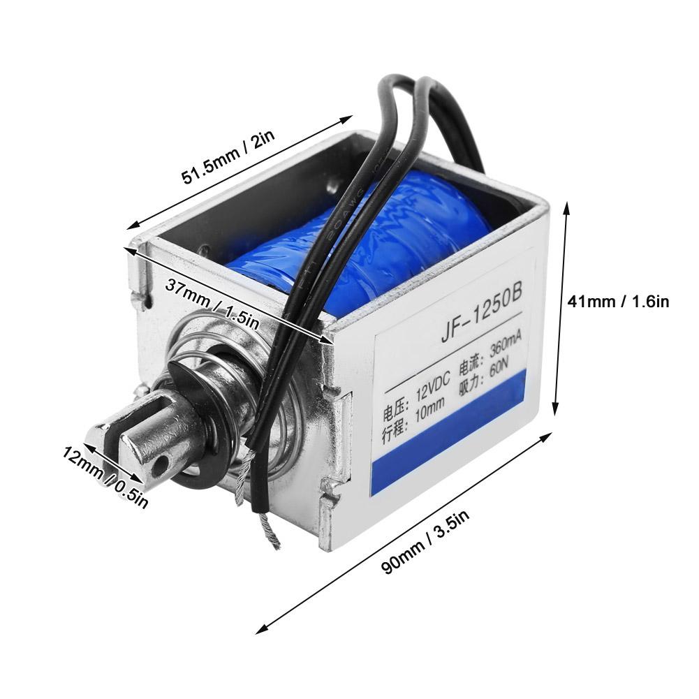 JF1250B Электромагнит постоянного тока толкающего типа 60 Н 12 В постоянного тока ход 10 мм