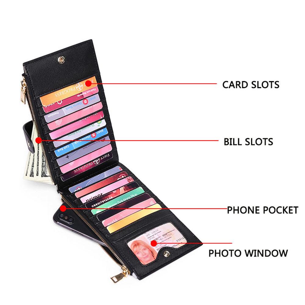 Женский держатель для карт, многофункциональный RFID-защита, двусторонний складной высококачественный карманный кошелек из искусственной кожи с крестообразным узором