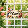 Rustic Wooden Welcome Sign Floral Sign, Front Door Ornaments, Flower Hanging High-quality Wood for Summer Farmhouse Home Coffee Shop Window Wall Decor