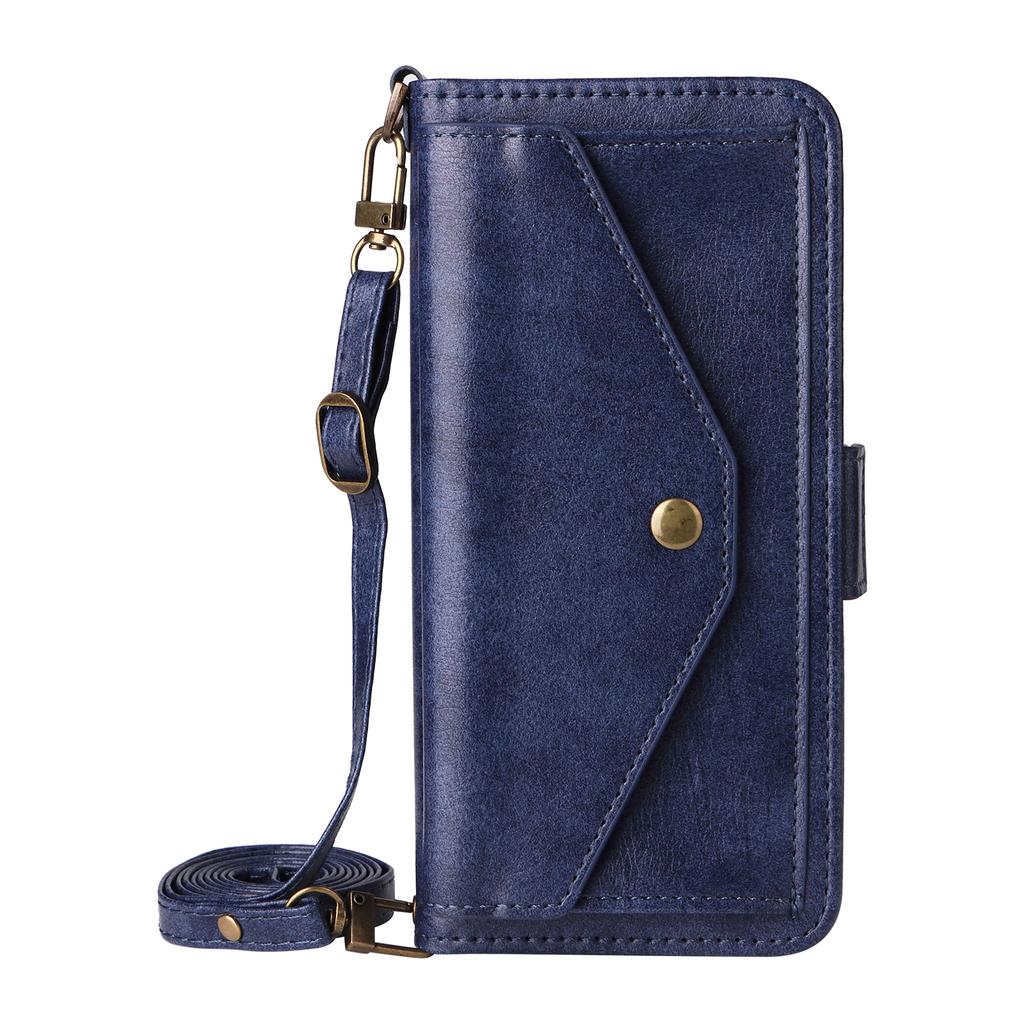 For Samsung Galaxy A25 5G (Global) (161.0mm) Leather Case Magnetic Closure Wallet Stand Phone Cover with Crossbody Strap